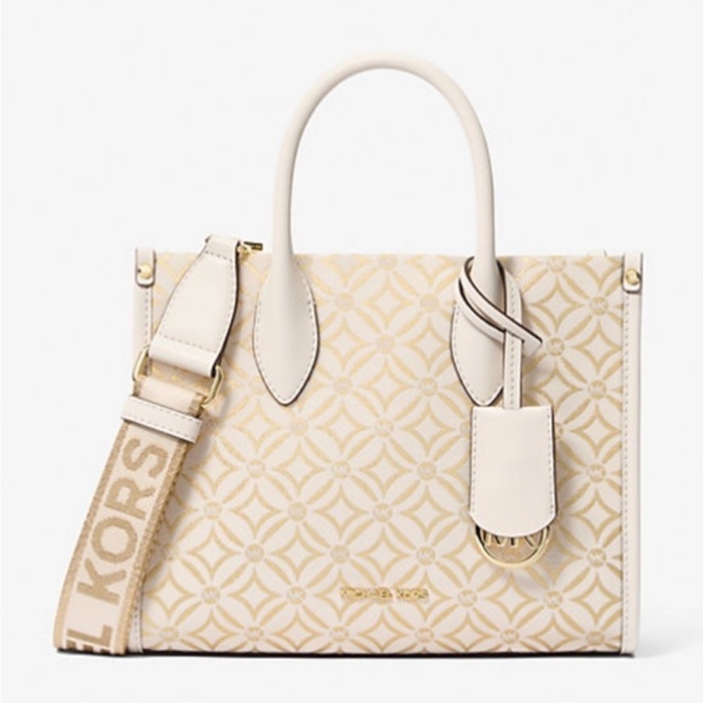 Michael Kors Mirella Small Metallic Logo Jacquard Crossbody Bag